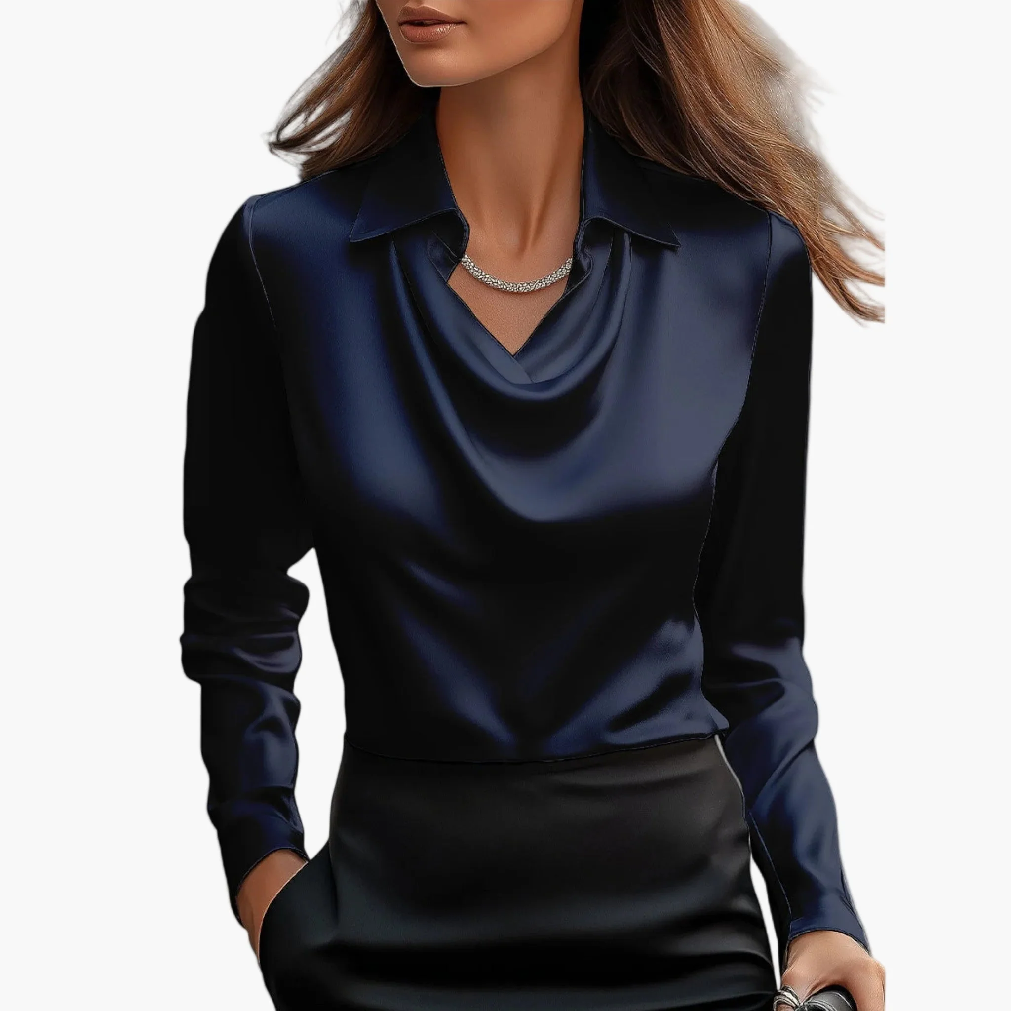 Blouse Femme Élégante Col Drapé Style Chic pour Bureau et Événements - Image 6