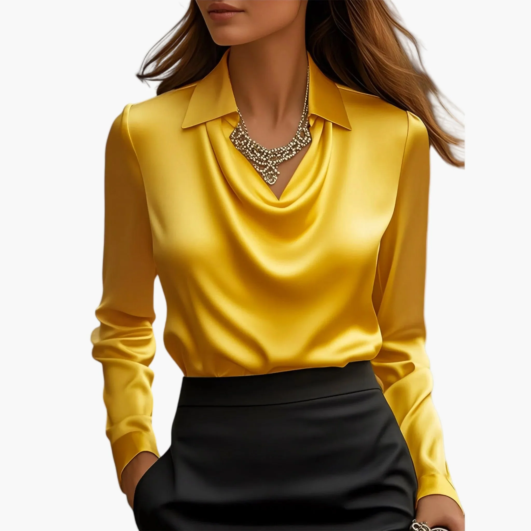Blouse Femme Élégante Col Drapé Style Chic pour Bureau et Événements - Image 8
