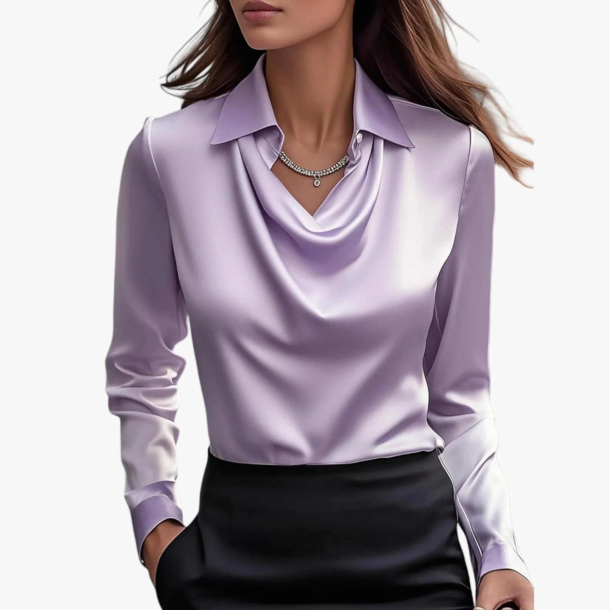 Blouse Femme Élégante Col Drapé Style Chic pour Bureau et Événements - Image 9