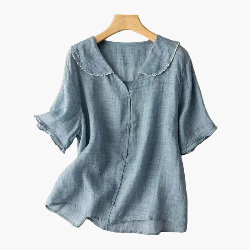 Blouse femme élégante à col festonné style vintage pour usage quotidien - Image 3