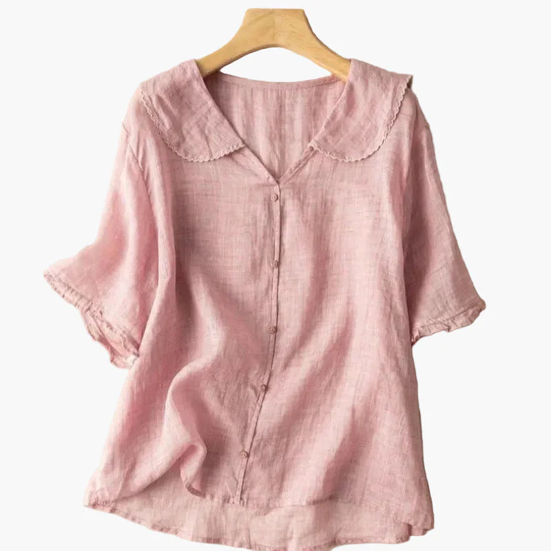 Blouse femme élégante à col festonné style vintage pour usage quotidien - Image 4
