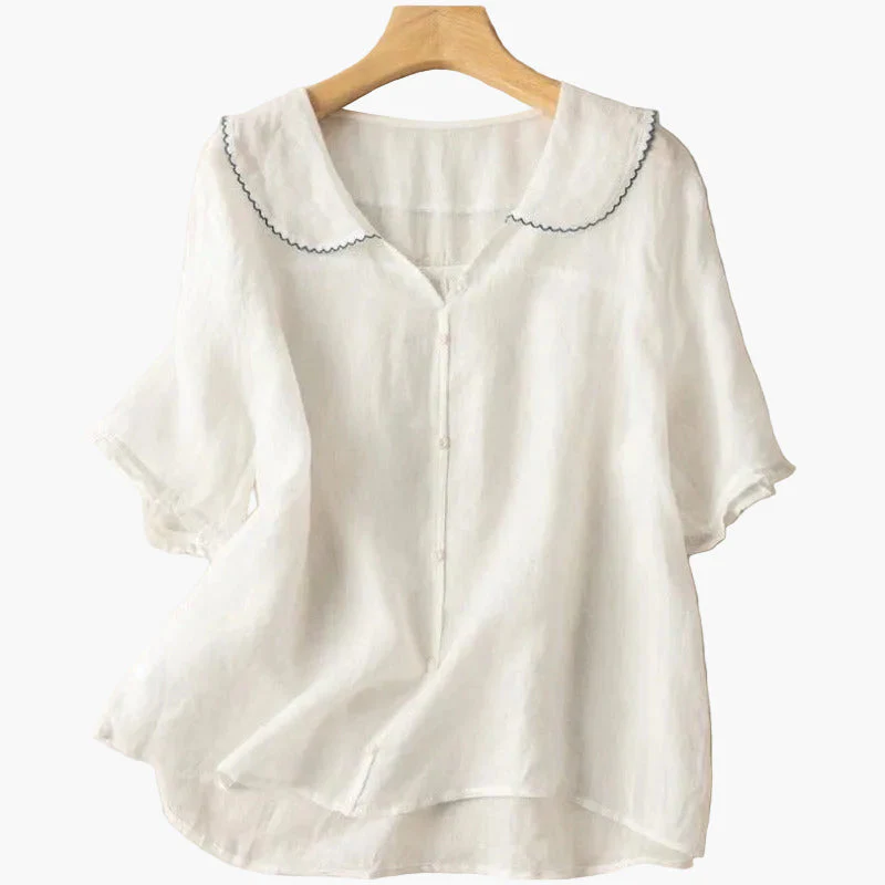 Blouse femme élégante à col festonné style vintage pour usage quotidien - Image 5