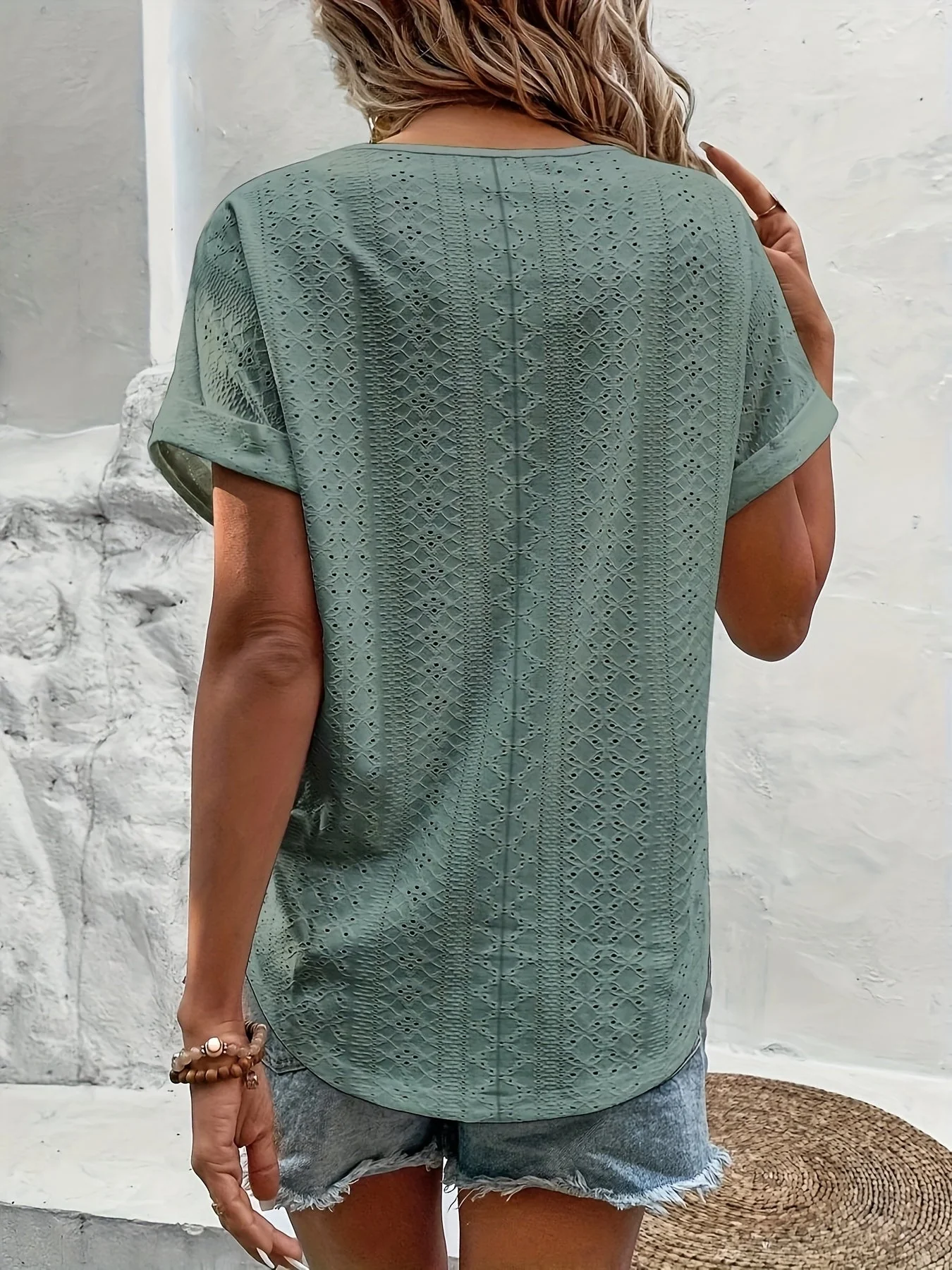 Blouse Femme Élégante Col V Style Décontracté pour Printemps Été - Image 7