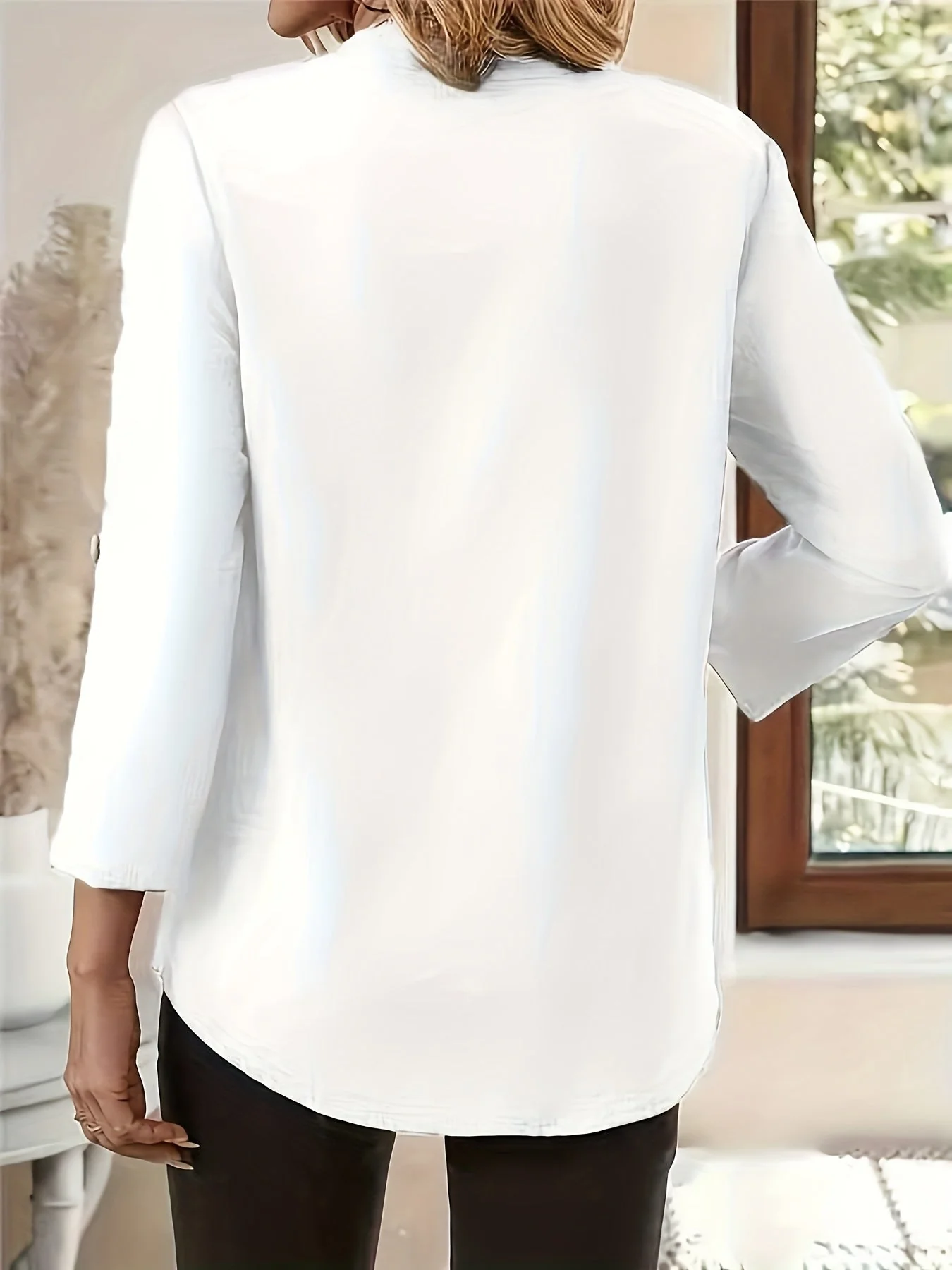 Blouse Femme Élégante Décontractée à Manches Longues et Col en V pour le Quotidien ou le Bureau - Image 7