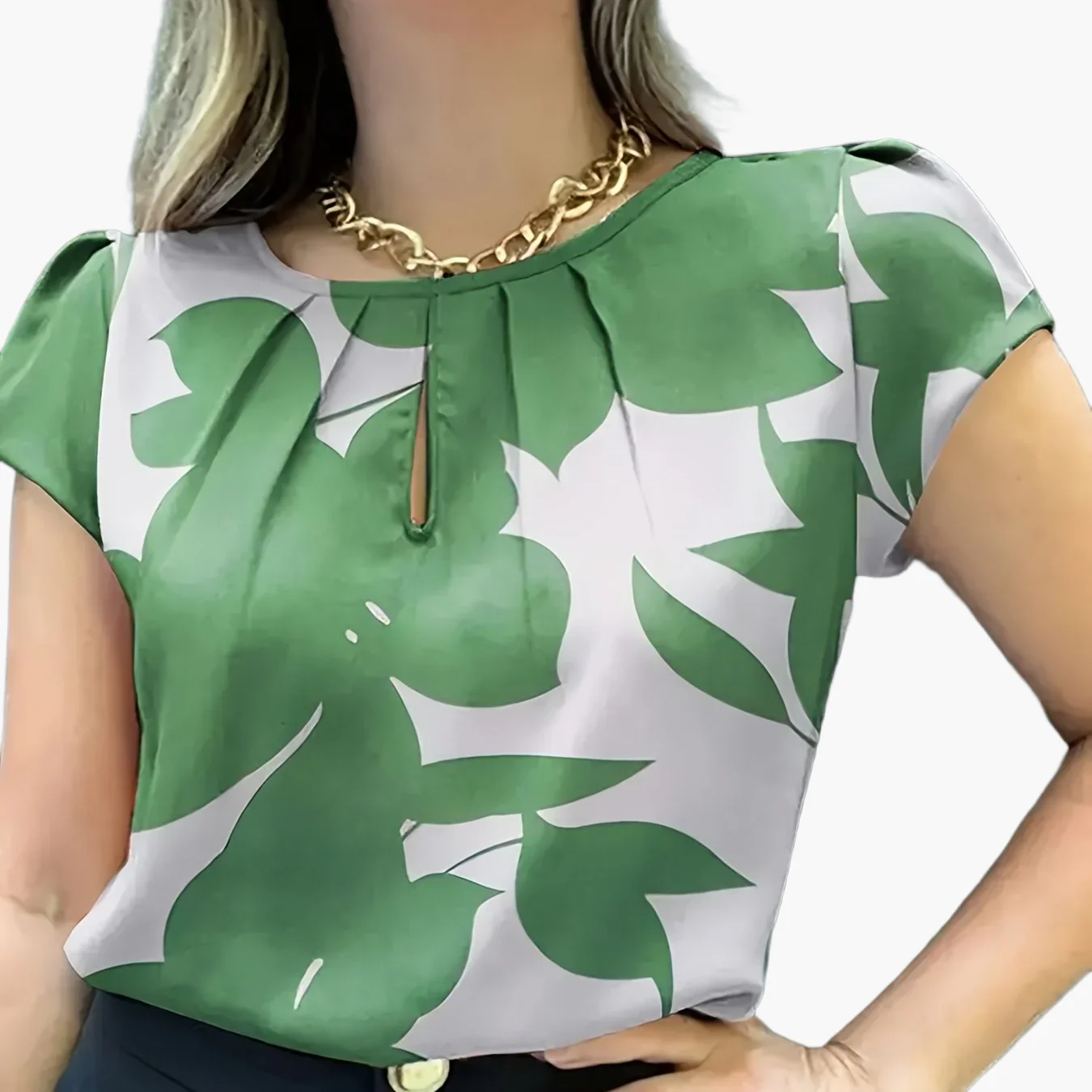 Blouse femme élégante à imprimé abstrait manches courtes style chic pour bureau et sorties - Image 14