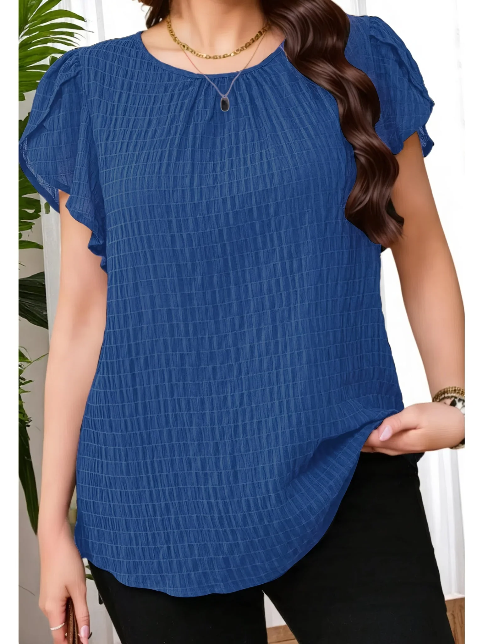 Blouse Femme Élégante à Manches Papillon Style Décontracté pour Bureau ou Sortie - Image 2
