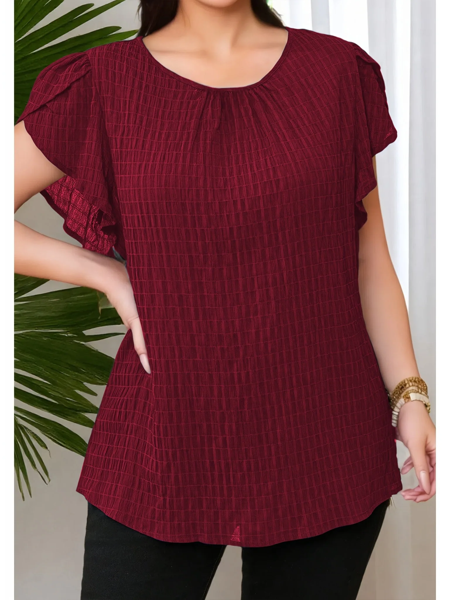 Blouse Femme Élégante à Manches Papillon Style Décontracté pour Bureau ou Sortie - Image 5