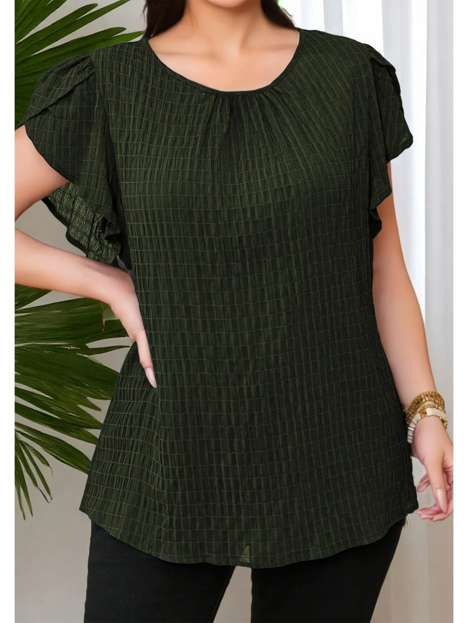 Blouse Femme Élégante à Manches Papillon Style Décontracté pour Bureau ou Sortie - Image 9