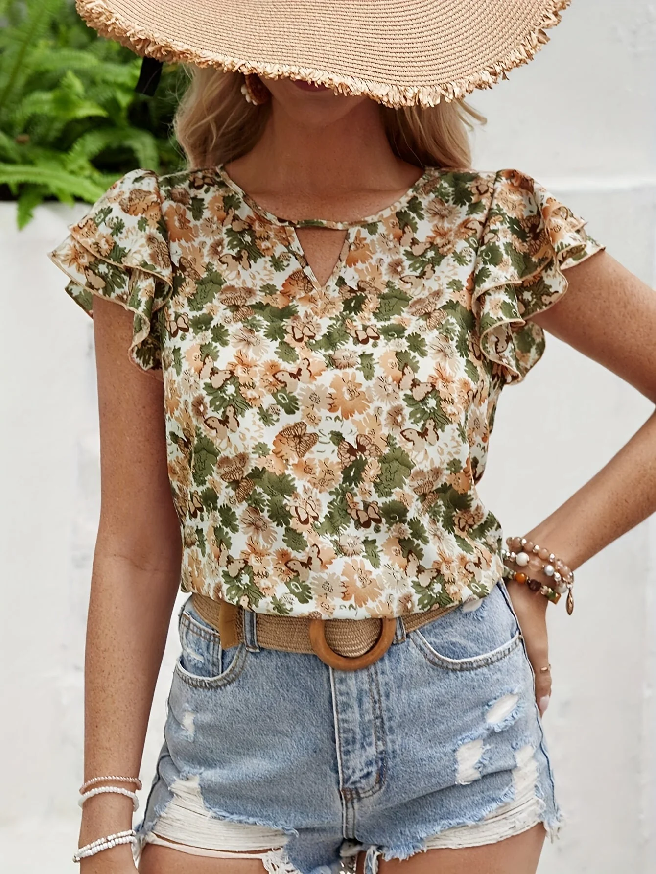 Blouse Femme Élégante à Manches Volants Style Estival Décontracté - Image 5