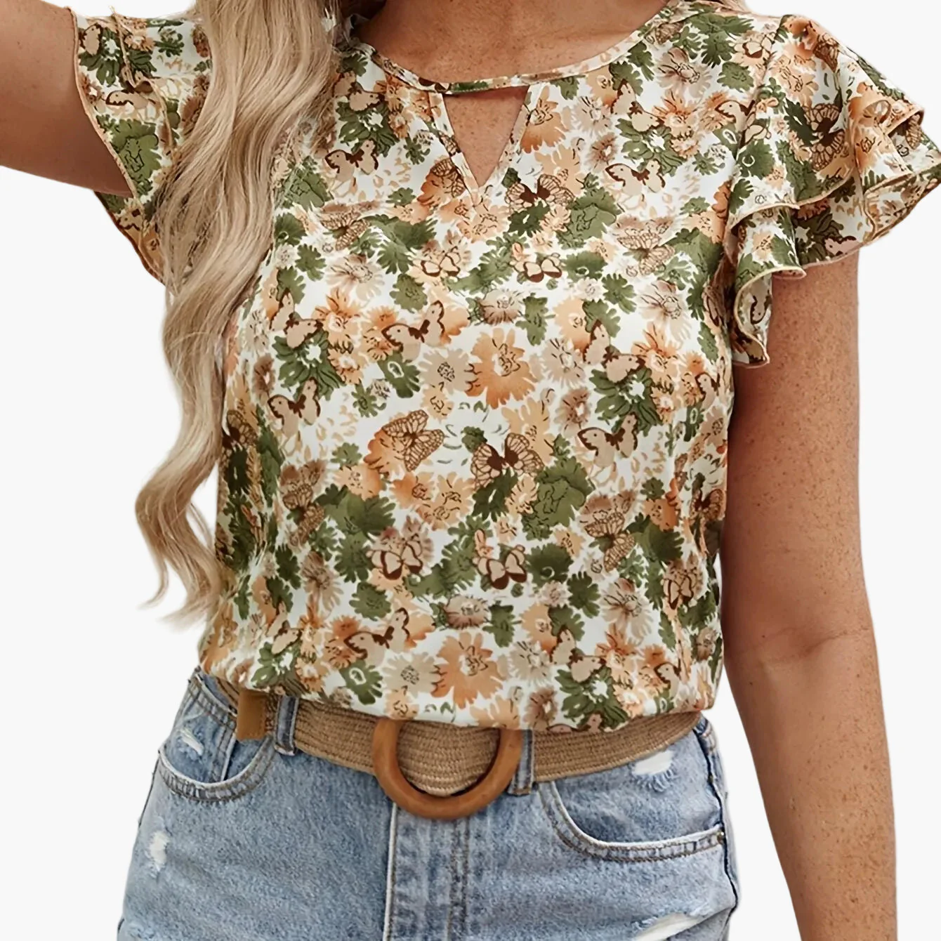 Blouse Femme Élégante à Manches Volants Style Estival Décontracté - Image 7