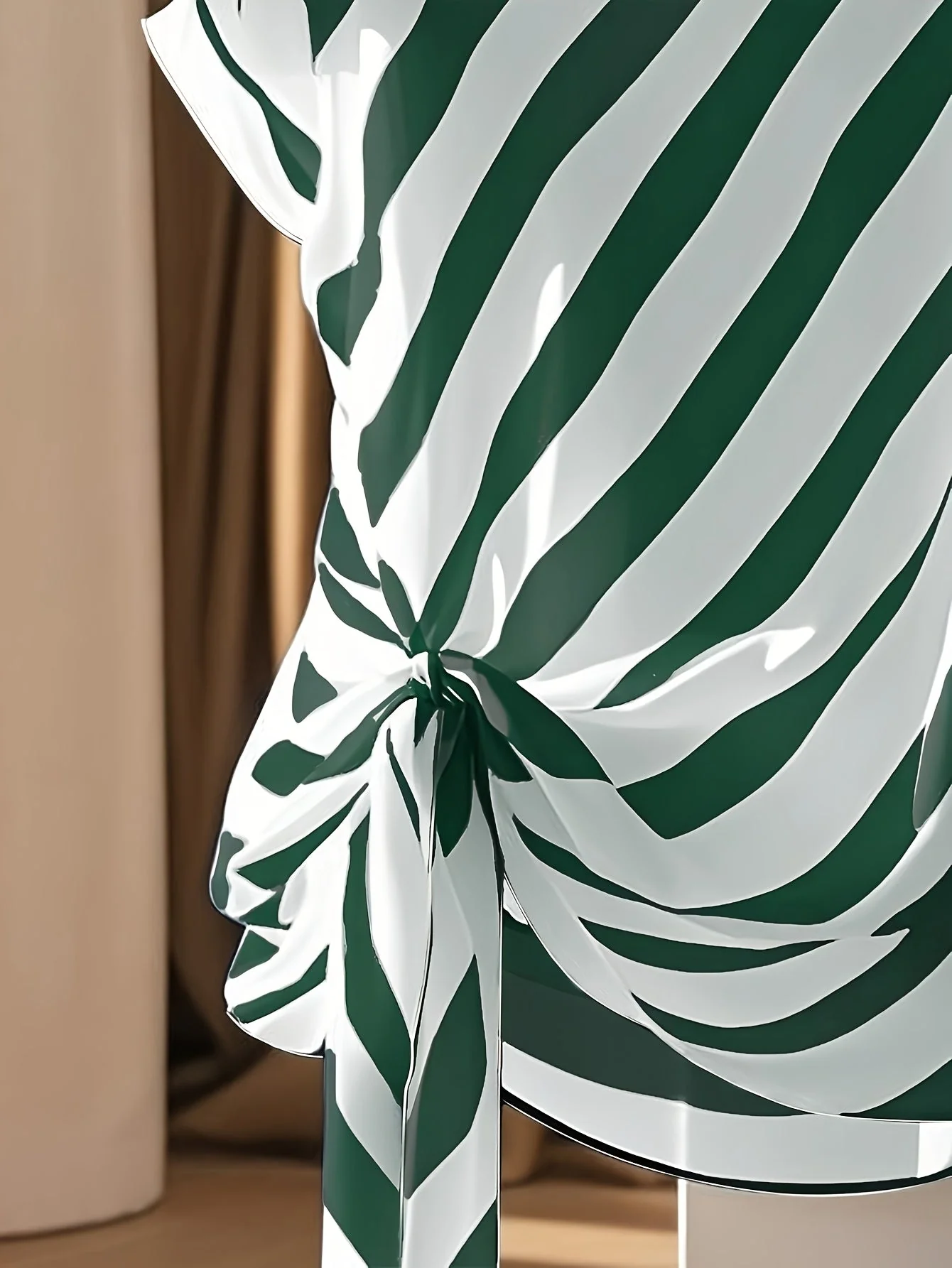 Blouse Femme Élégante à Motif Bohème pour Printemps/Été, Style Asymétrique avec Noeud Décoratif - Image 6