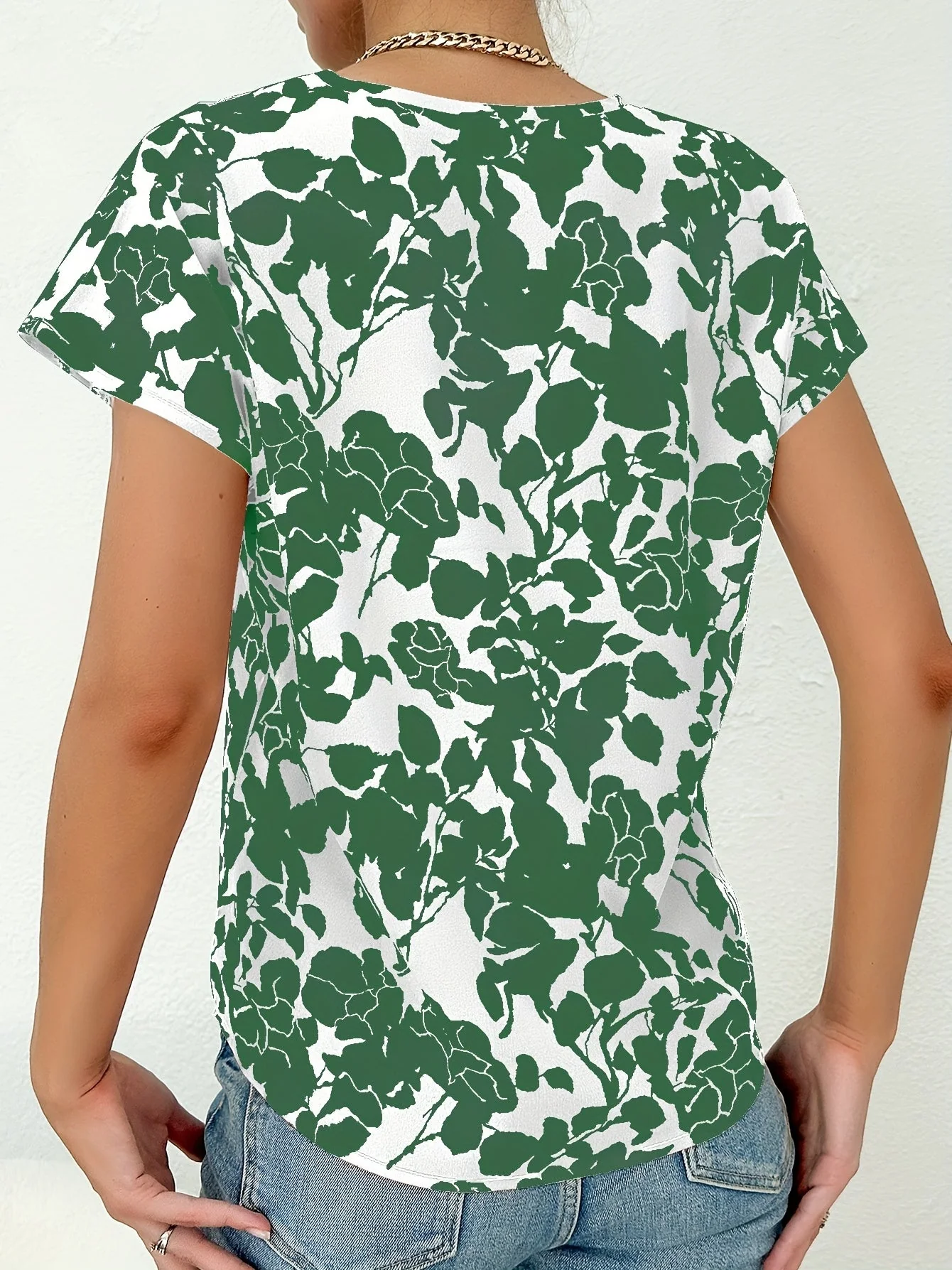 Blouse Femme Élégante Style Floral Col V pour Usage Quotidien et Professionnel - Image 6