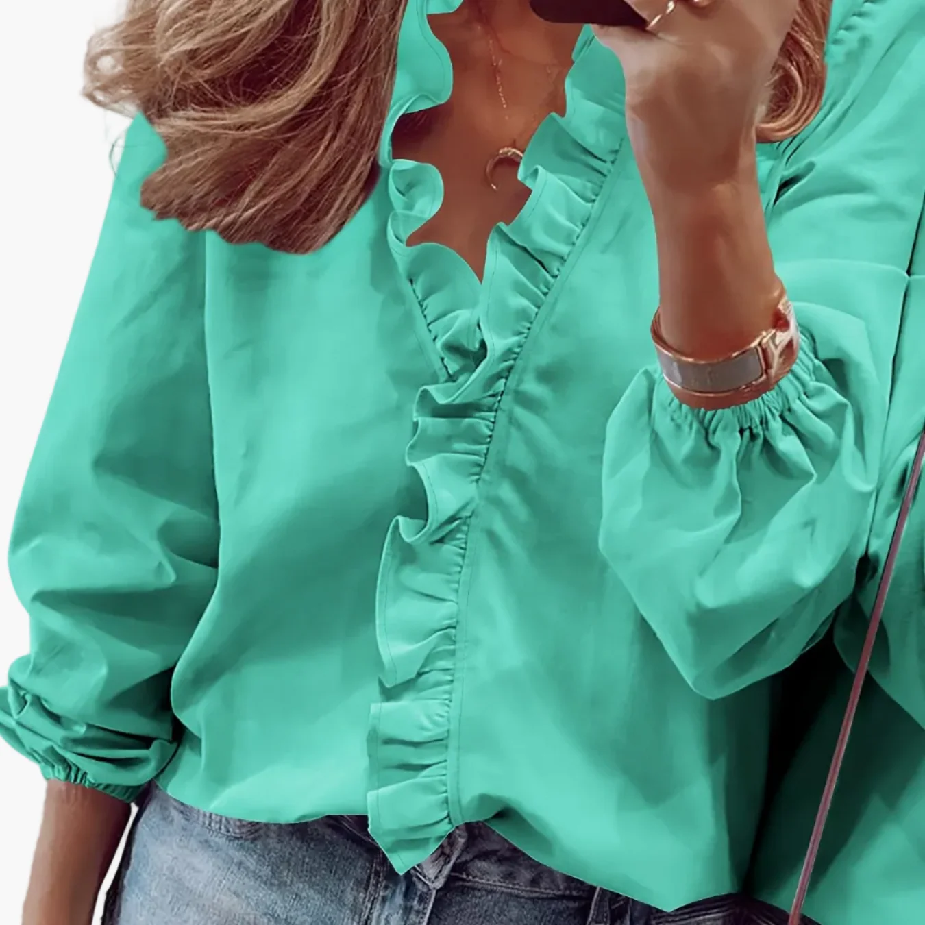 Blouse Femme Élégante à Volants Style Décontracté Chic pour le Printemps et l'Automne - Image 15