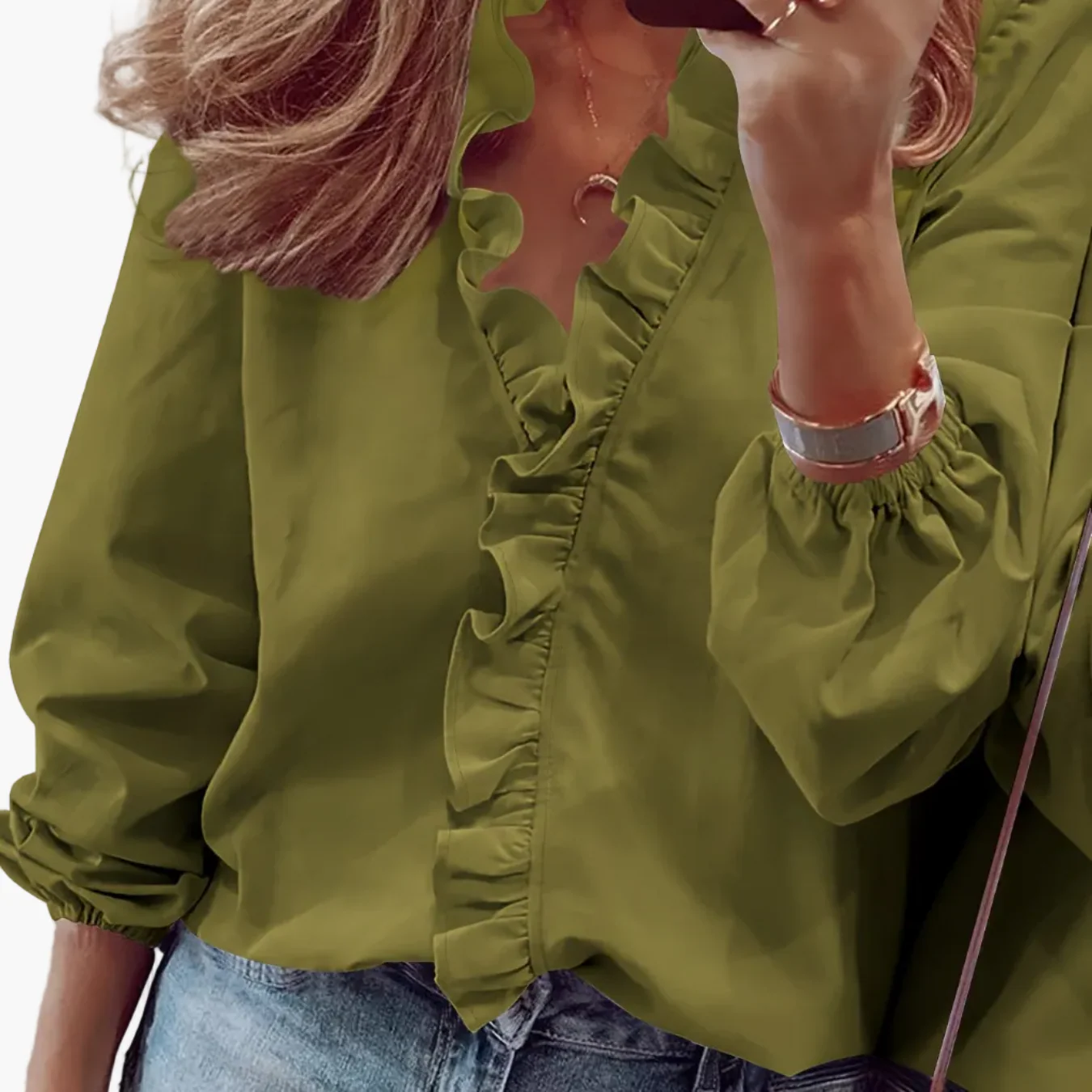 Blouse Femme Élégante à Volants Style Décontracté Chic pour le Printemps et l'Automne - Image 20