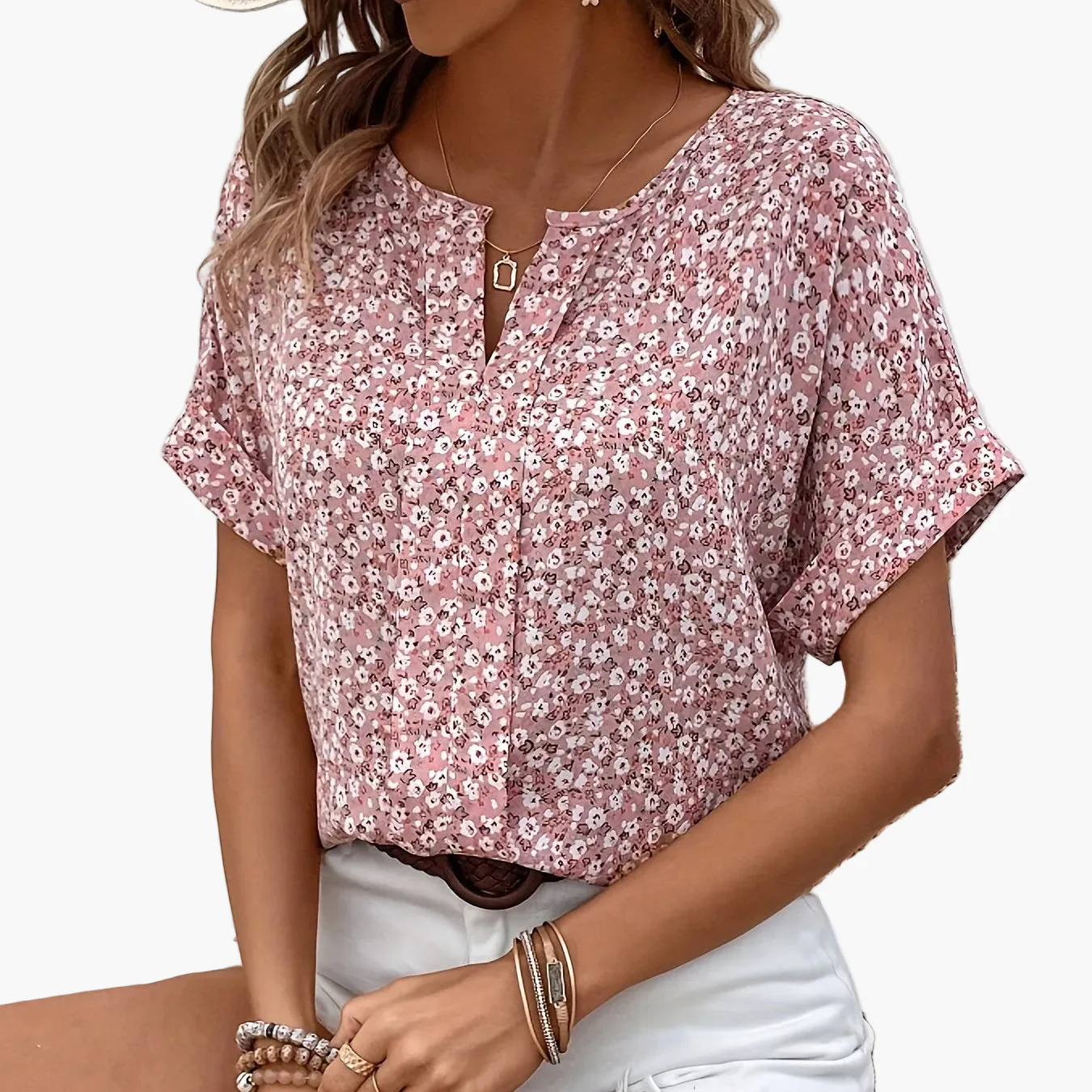 Blouse Femme Imprimé Floral Élégant Style Décontracté Été - Image 6