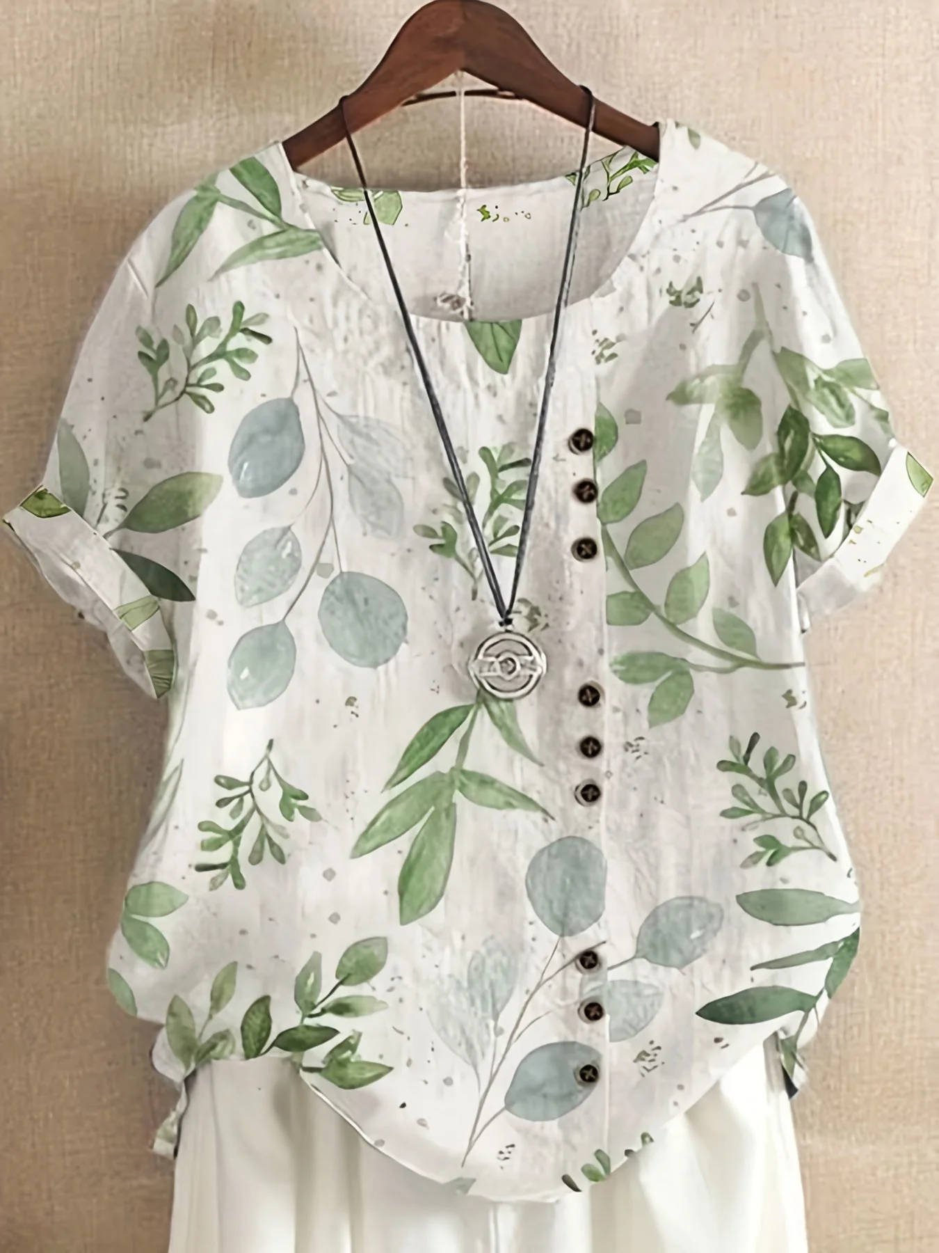 Blouse femme style vintage à fleurs imprimées avec boutons – Élégance décontractée pour l'été - Image 2