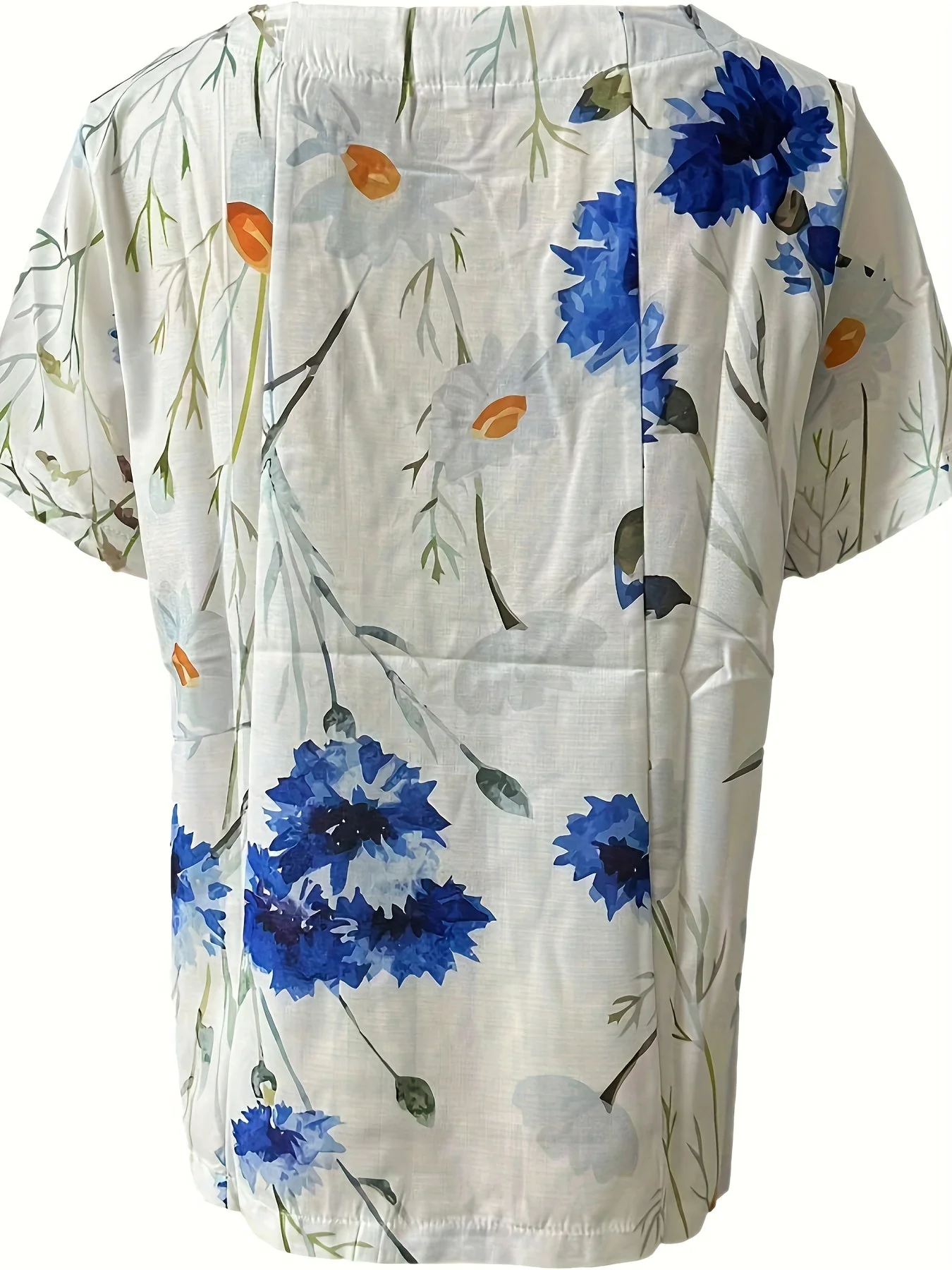 Blouse femme style vintage à fleurs imprimées avec boutons – Élégance décontractée pour l'été - Image 7