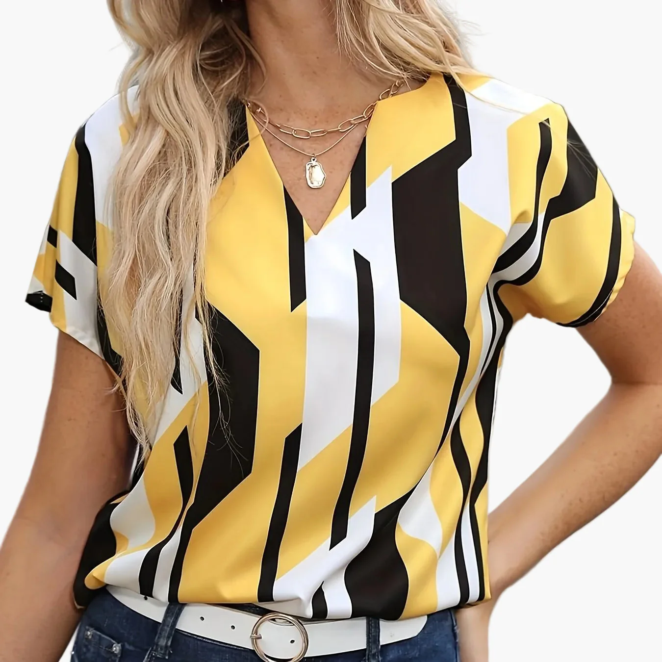 Blouse femme style vintage à motif géométrique, idéale pour le quotidien ou le bureau - Image 11