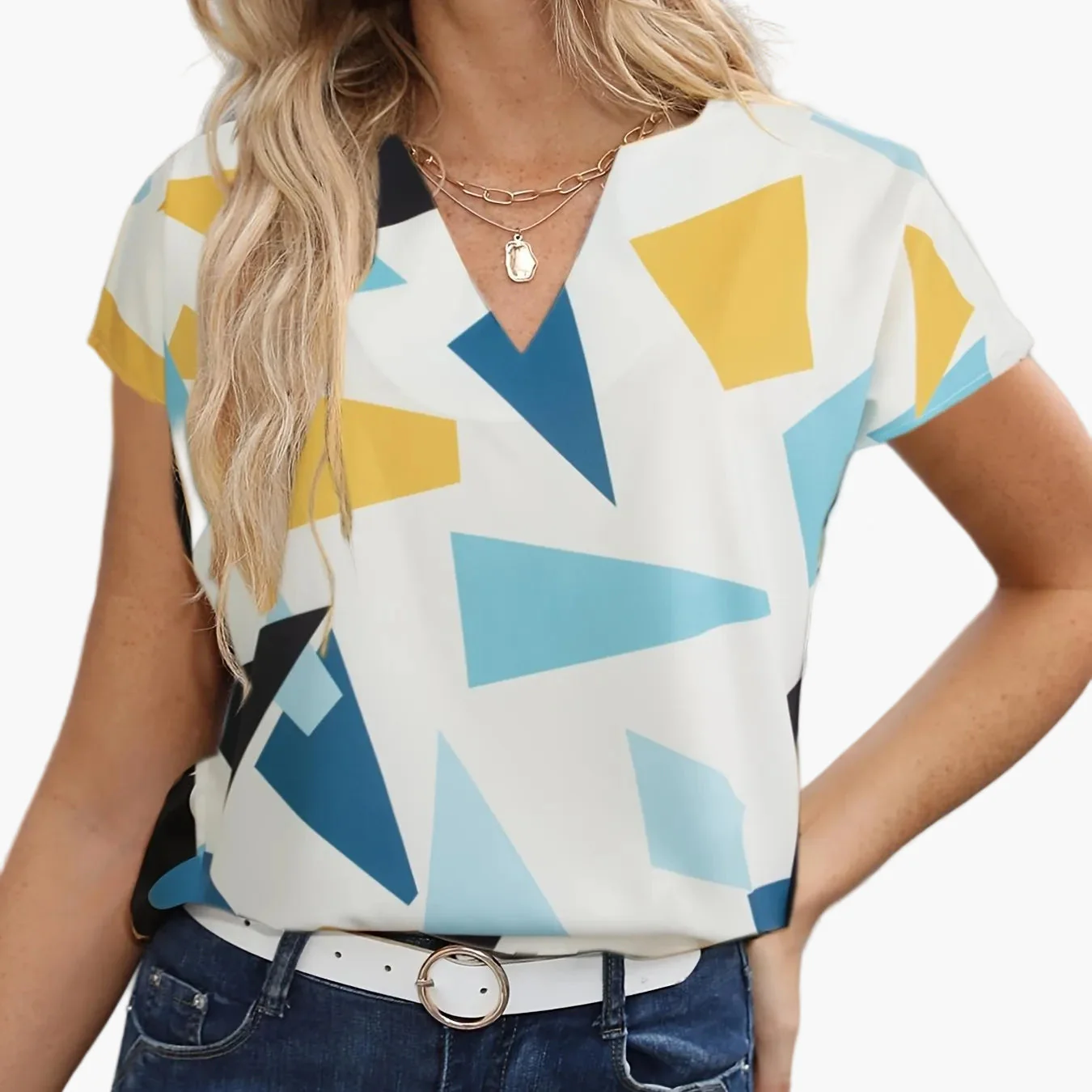 Blouse femme style vintage à motif géométrique, idéale pour le quotidien ou le bureau - Image 19