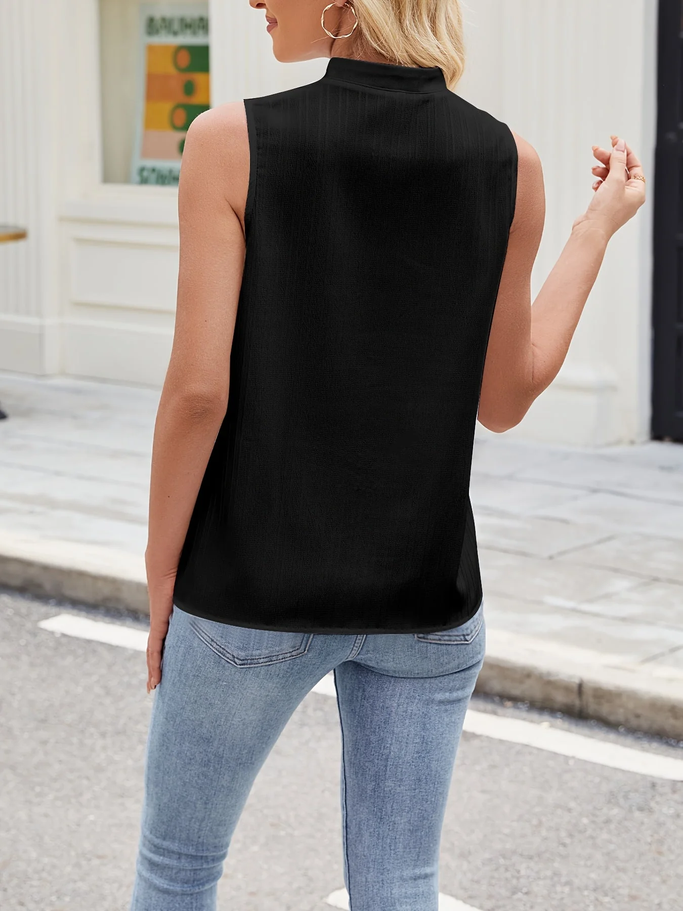 Blouse sans manches femme style élégant avec détails en dentelle – Haut chic pour occasions décontractées ou habillées - Image 5