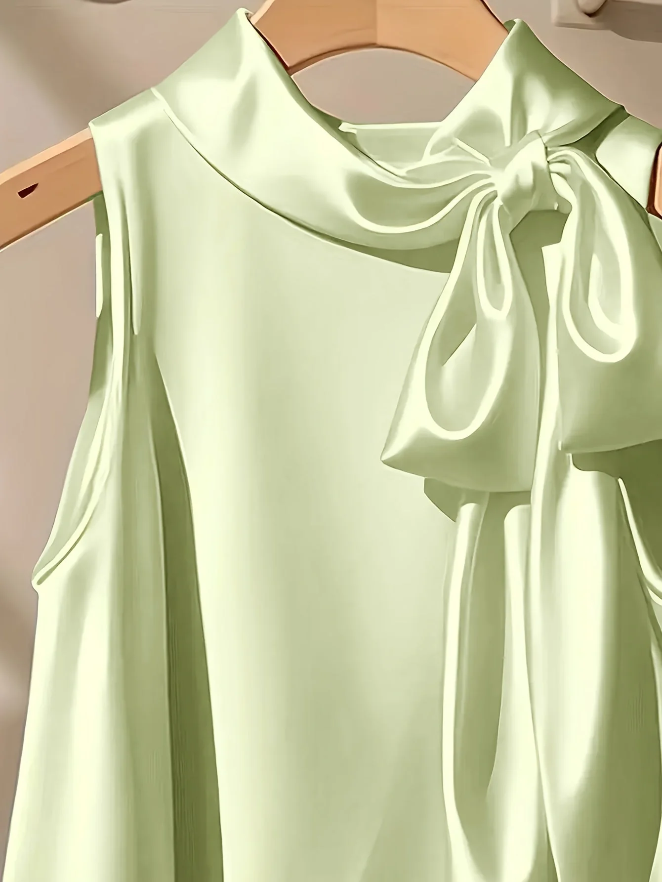 Blouse sans manches femme style élégant avec col lavallière et coupe ample pour sorties ou occasions spéciales - Image 6