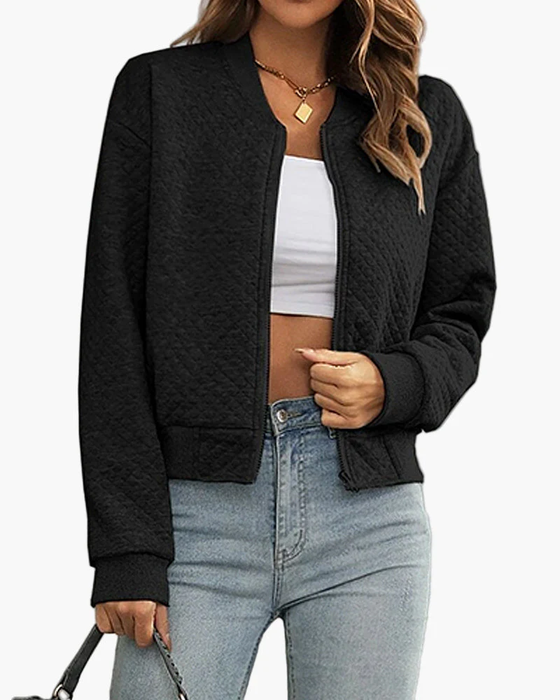 Blouson Bomber Matelassé Tendance Femme Style Urbain Décontracté - Image 2