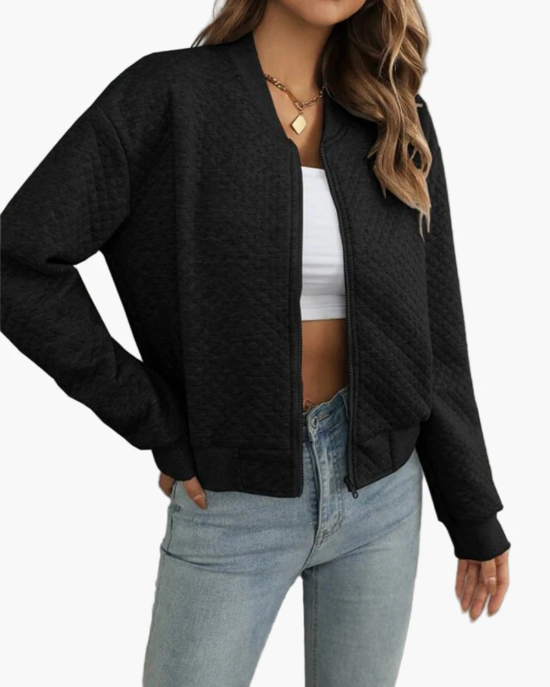 Blouson Bomber Matelassé Tendance Femme Style Urbain Décontracté - Image 3