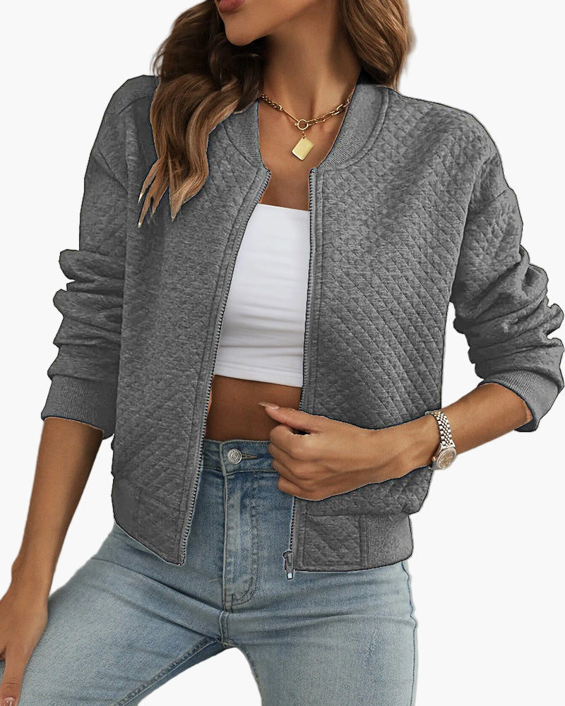 Blouson Bomber Matelassé Tendance Femme Style Urbain Décontracté - Image 5