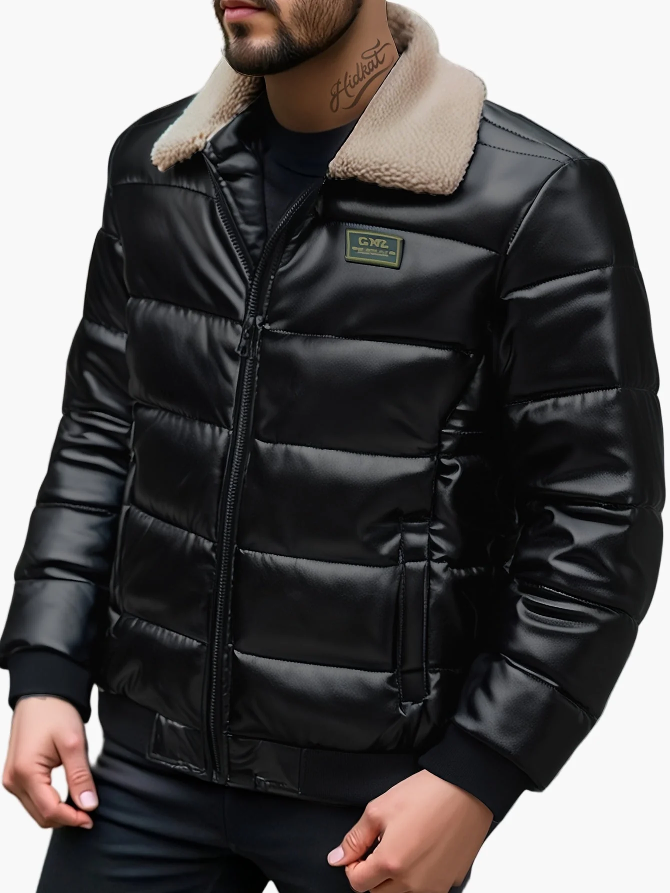 Blouson d'hiver homme style aviateur col mouton pour usage quotidien et urbain - Image 2