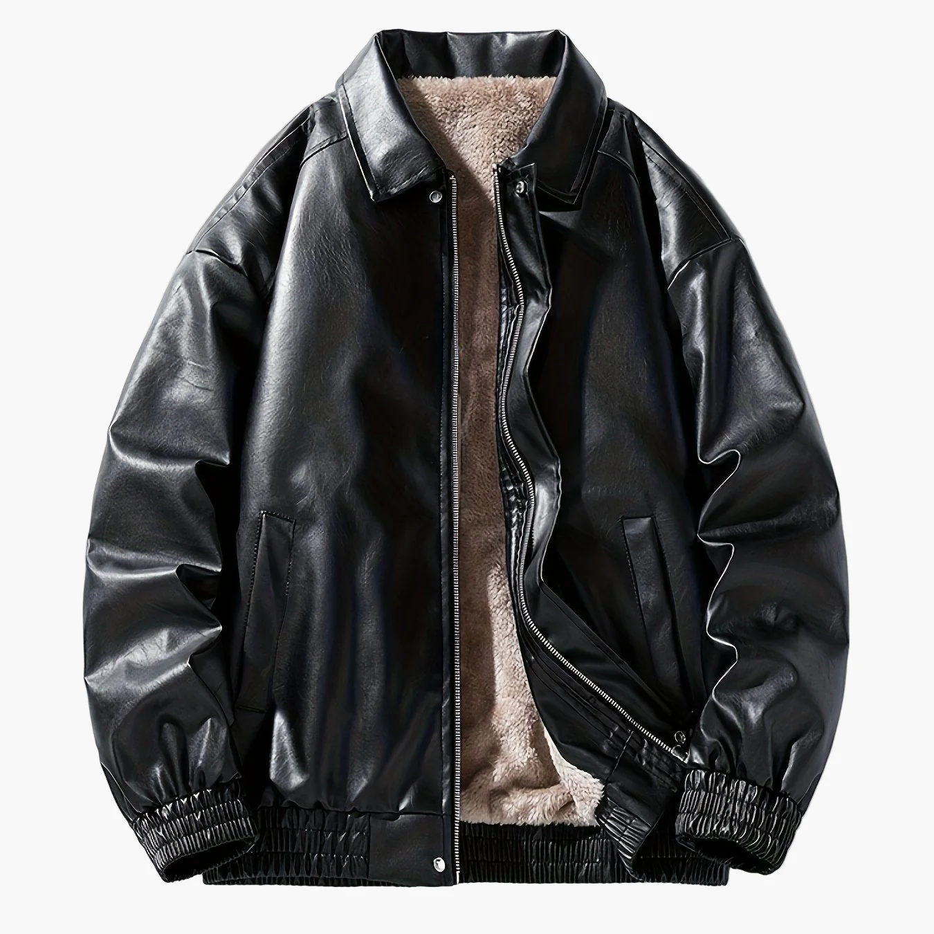 Blouson style bomber décontracté pour homme, coupe ample, fermeture zippée, col à revers - Image 8