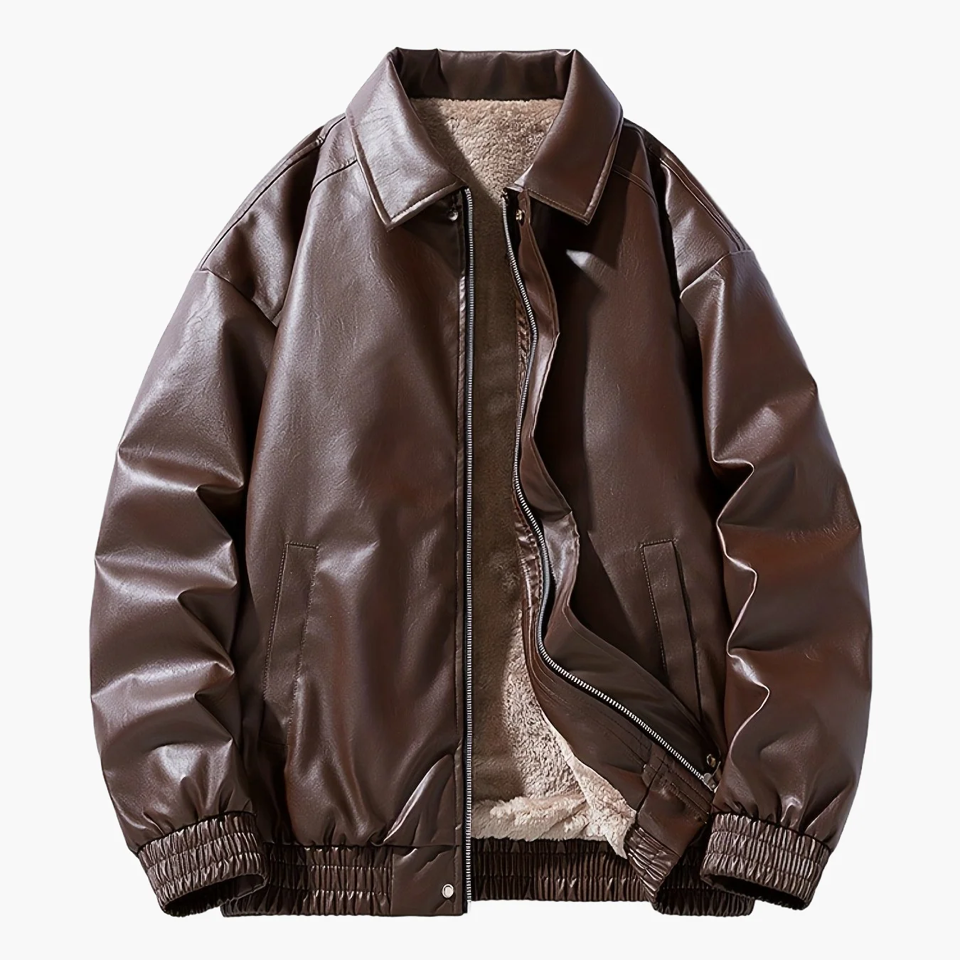 Blouson style bomber décontracté pour homme, coupe ample, fermeture zippée, col à revers - Image 9