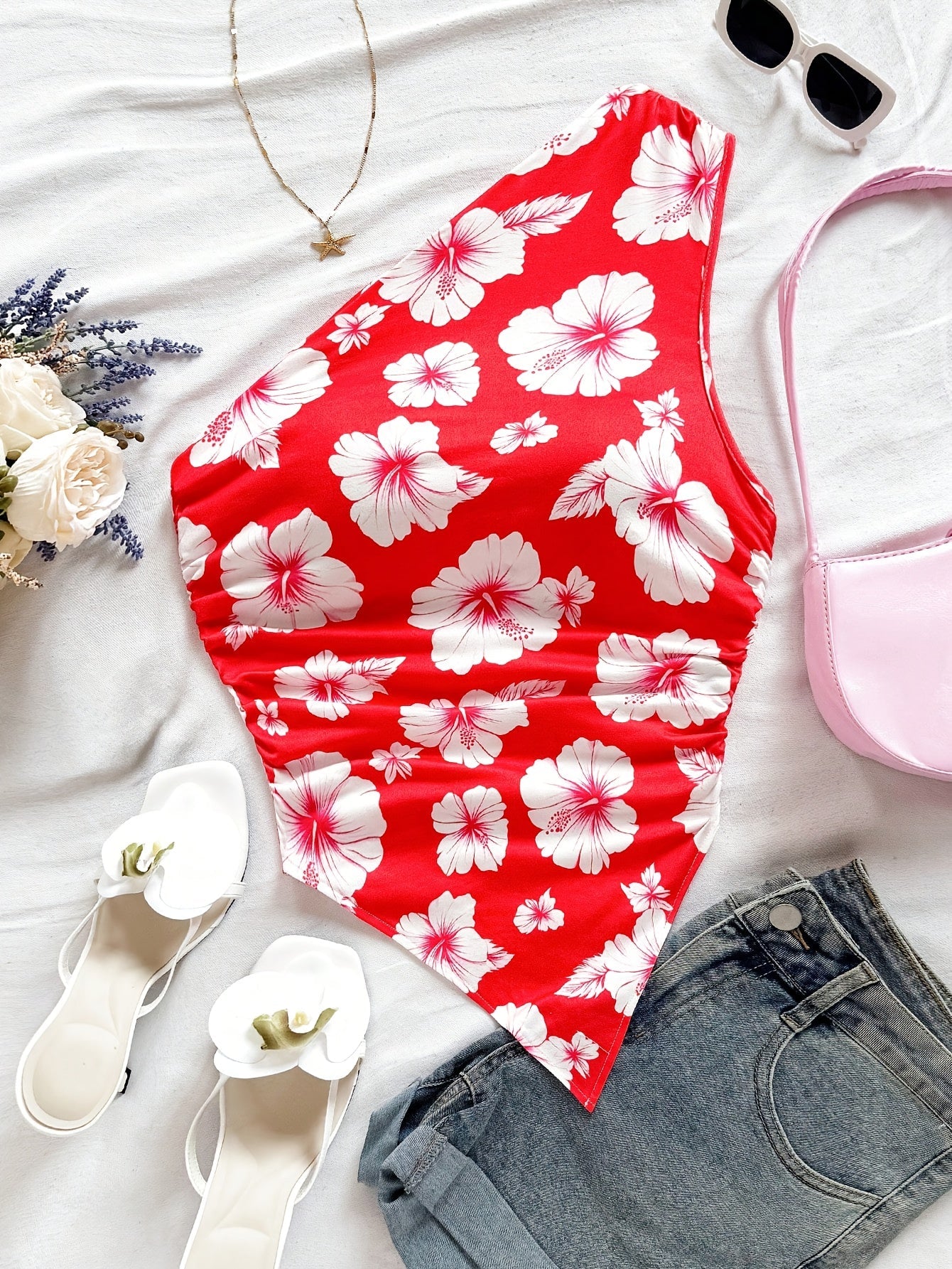 Body une épaule motif floral style élégant pour femme – Idéal printemps/été - Image 2
