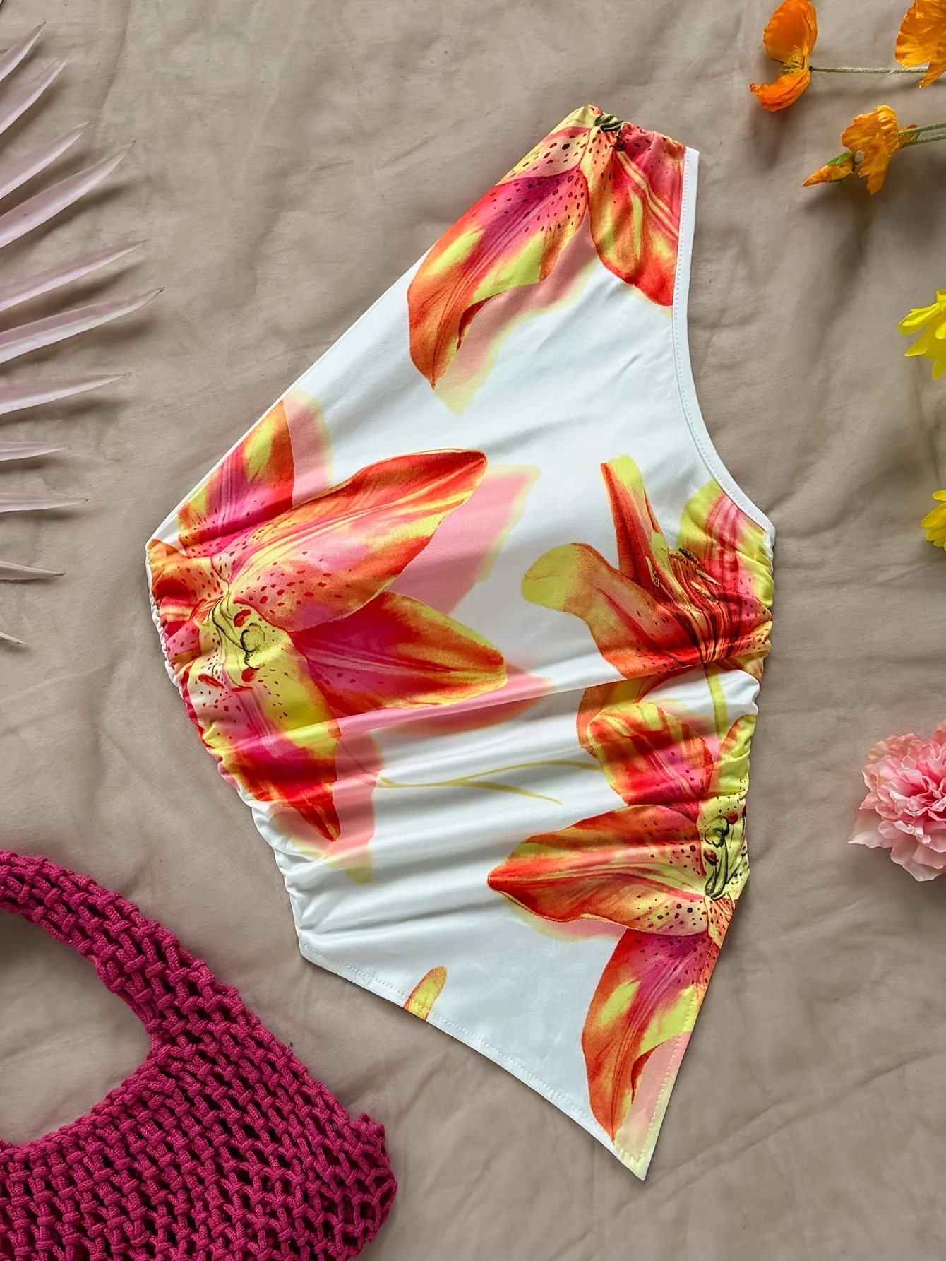 Body une épaule motif floral style élégant pour femme – Idéal printemps/été - Image 3