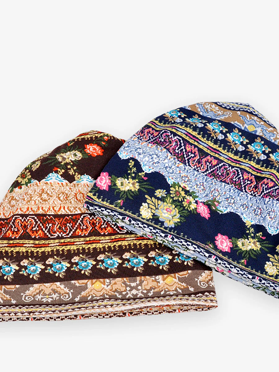Bonnet Femme Style Bohème Multi-Usage Motif Floral Élégant pour Printemps Été Automne - Image 15