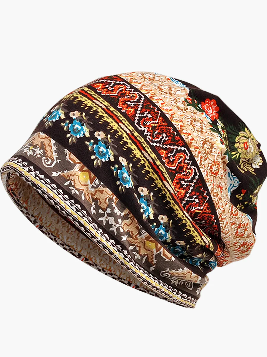 Bonnet Femme Style Bohème Multi-Usage Motif Floral Élégant pour Printemps Été Automne - Image 2