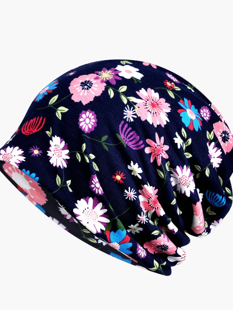 Bonnet Femme Style Bohème Multi-Usage Motif Floral Élégant pour Printemps Été Automne - Image 5
