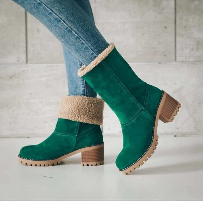 Bottes Femme Chaudes en Suédine à Revers - Confort Hiver et Style Polyvalent - Image 10