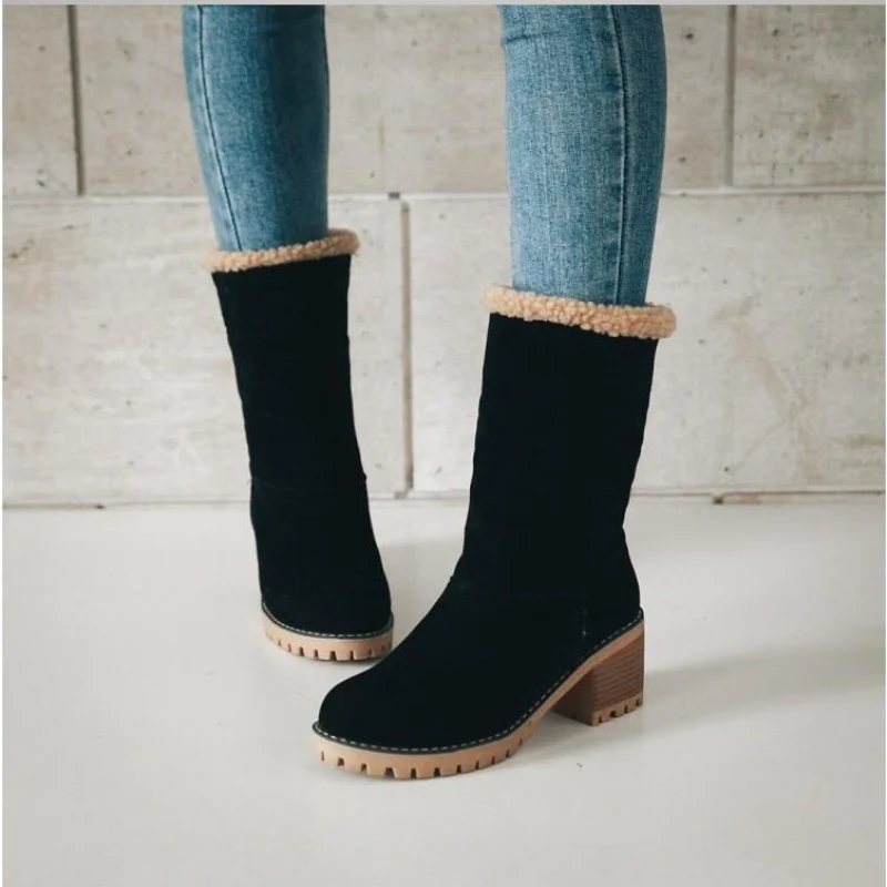 Bottes Femme Chaudes en Suédine à Revers - Confort Hiver et Style Polyvalent - Image 11