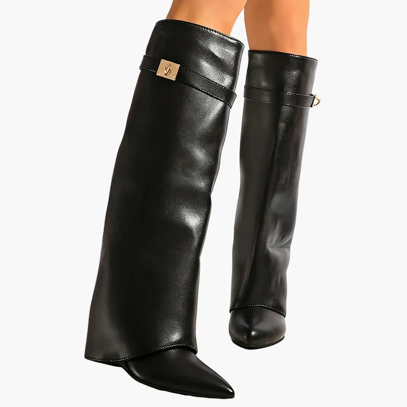 Bottes Femme Pointues à Talon Plat Style Moderne et Élégant - Image 4