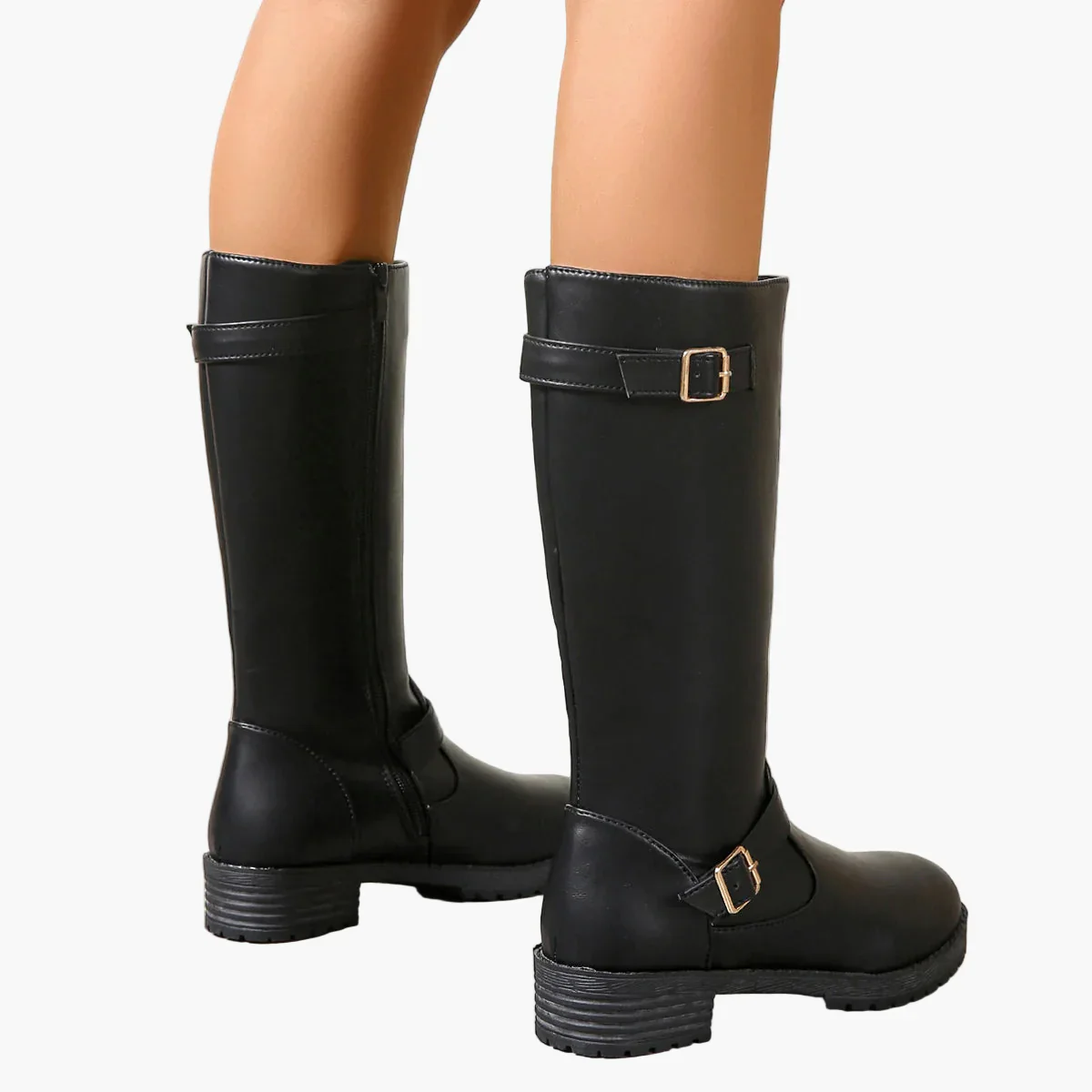 Bottes hautes à boucle style cavalier pour femme - Élégance urbaine et confort quotidien - Image 5