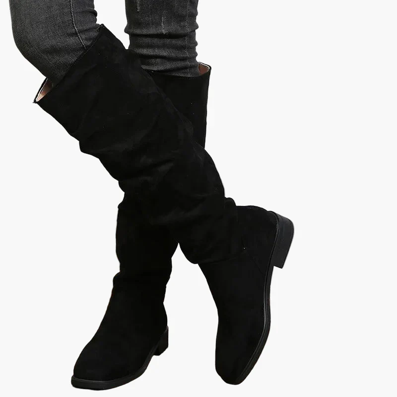 Bottes hautes décontractées pour femme style slouchy à talon plat - Image 2