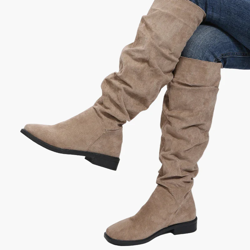 Bottes hautes décontractées pour femme style slouchy à talon plat - Image 3