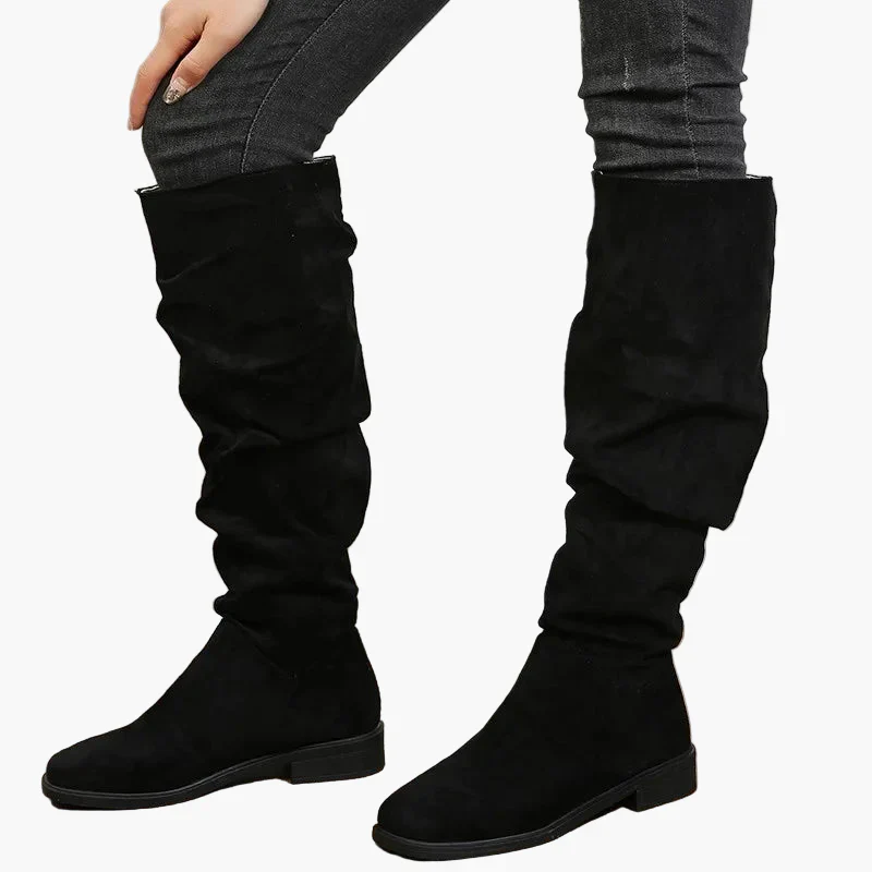 Bottes hautes décontractées pour femme style slouchy à talon plat - Image 4