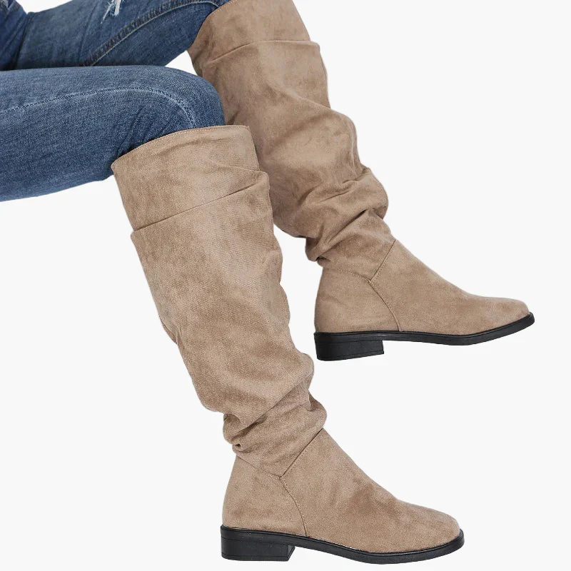 Bottes hautes décontractées pour femme style slouchy à talon plat - Image 5