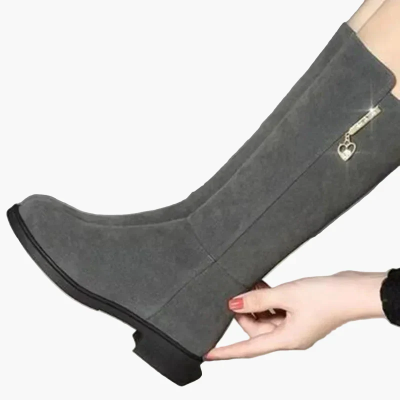 Bottes hautes femme élégantes avec fermeture éclair décorative pour l'automne et l'hiver - Image 6