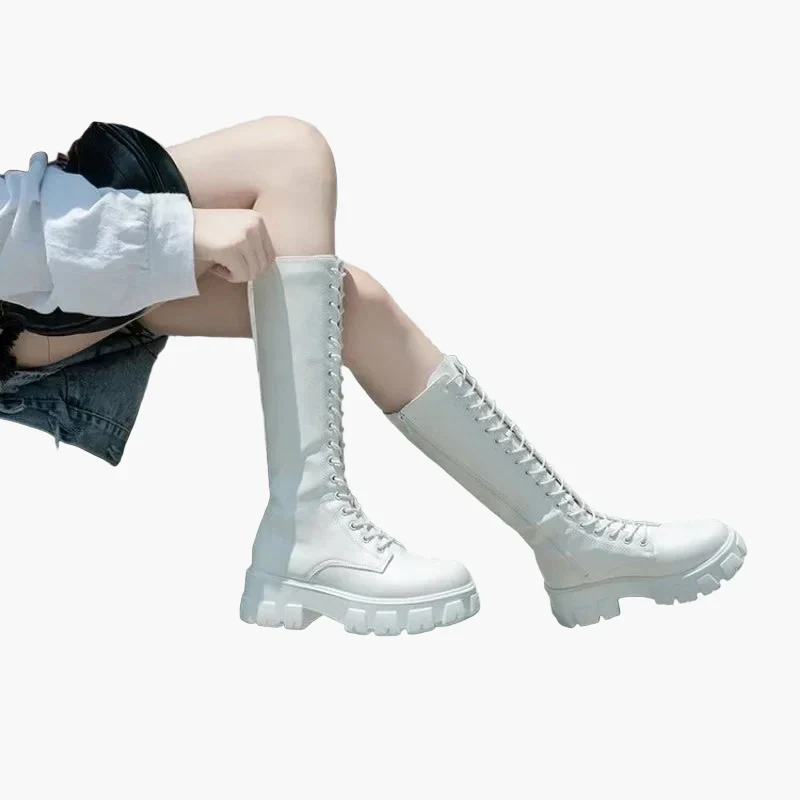 Bottes hautes à lacets style gothique pour femme – Look tendance et urbain - Image 3