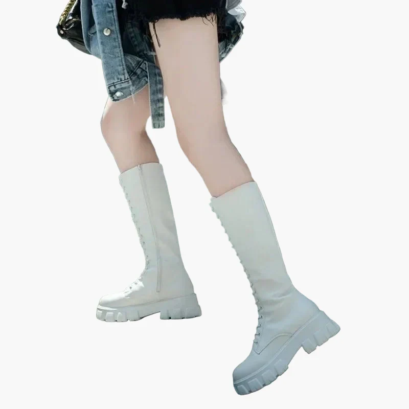 Bottes hautes à lacets style gothique pour femme – Look tendance et urbain - Image 4