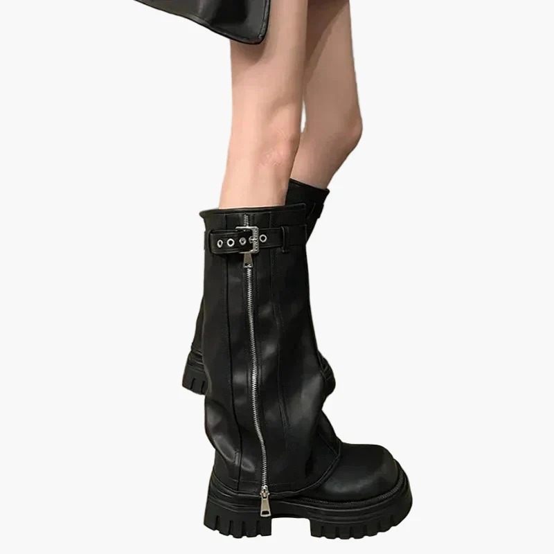 Bottes hautes plateforme style urbain pour femme – Look tendance et audacieux - Image 3