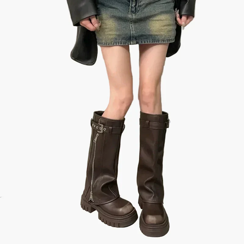 Bottes hautes plateforme style urbain pour femme – Look tendance et audacieux - Image 4