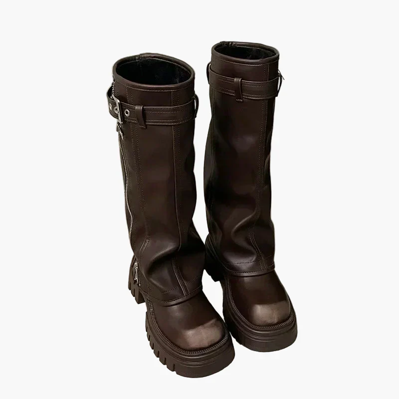 Bottes hautes plateforme style urbain pour femme – Look tendance et audacieux - Image 8